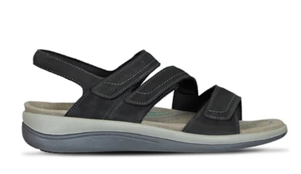 OrthoFeet Womens Naxos Sandals Size 8 Wide Black Leather Comfort NIB